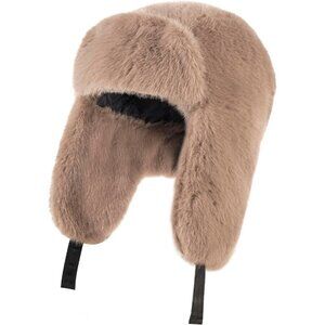 Unisex Khaki Trapper Hat with Ear Flaps Winter Russian Style Windproof